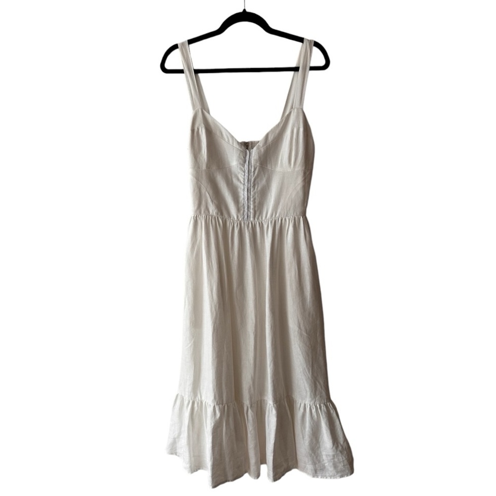 Reformation White Linen Sweetheart Midi Summer Dress Size 10
